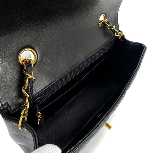CHANEL VINTAGE DIANA SMALL CHAIN SHOULDER BAG BLACK LAMB SKIN 90299568 - PURPOSE