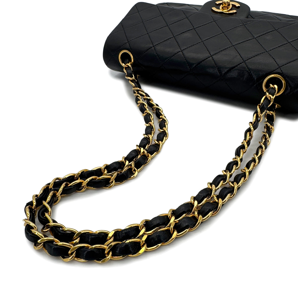 CHANEL VINTAGE CLASSIC FLAP SMALL CHAIN SHOULDER BAG BLACK LAMB SKIN 90299569