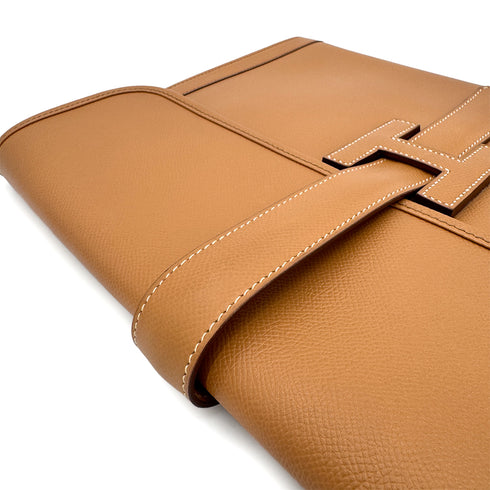 HERMES JIGE GM NATUREL COUCHEVEL CLUTCH BAG 〇R 90299610 - PURPOSE