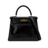 HERMES KELLY 28 RETOURNE BLACK BOXCALF HAND SHOULDER BAG □B GHW 90299703 - PURPOSE