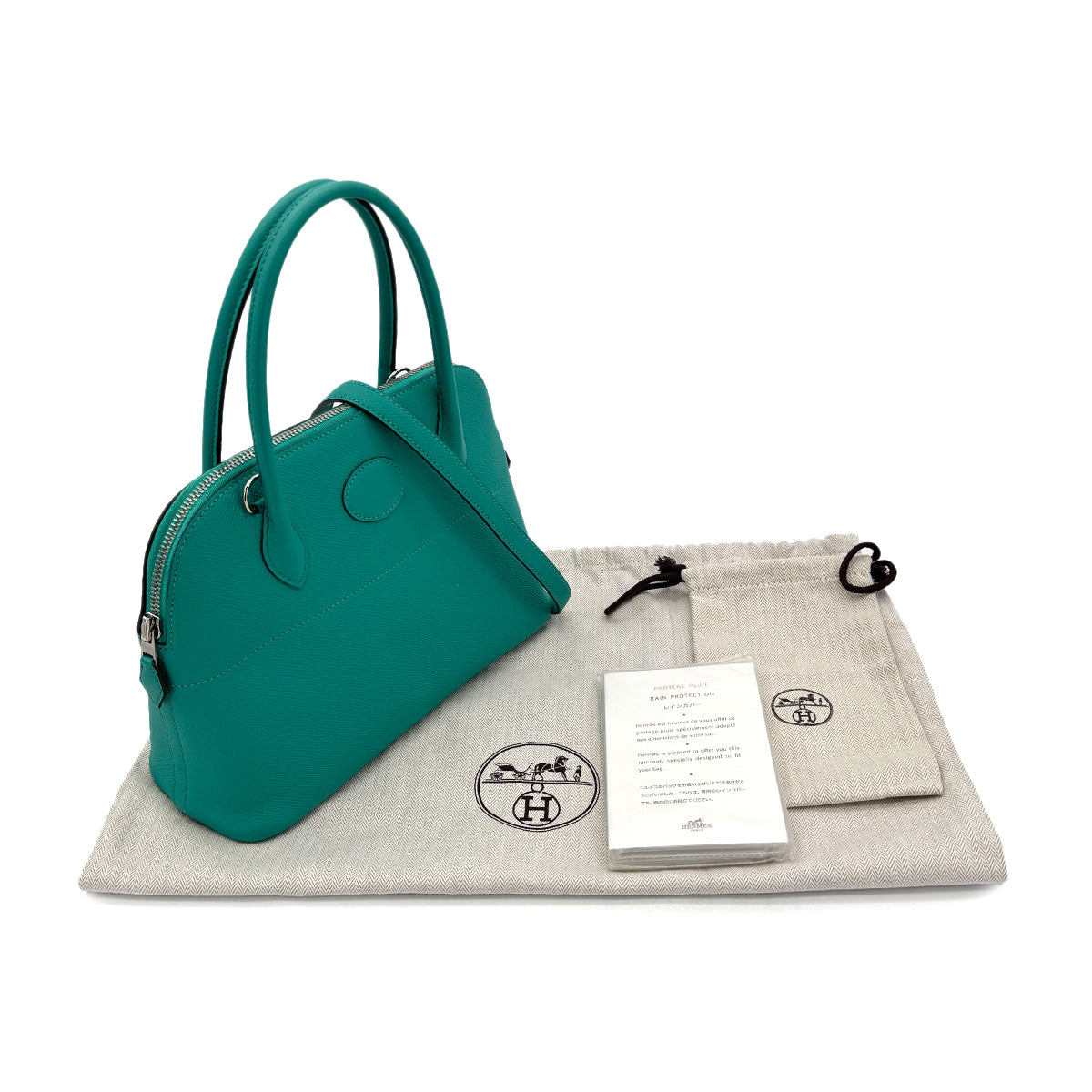 HERMES BOLIDE 27 VERT VERONE EPSOM HAND SHOULDER BAG D SHW 90299749