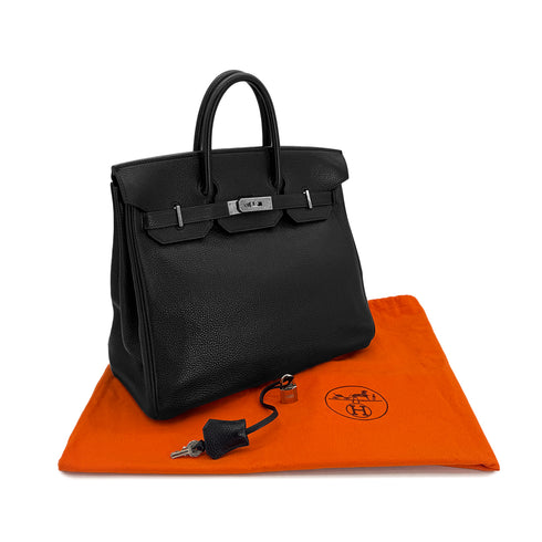 HERMES HAUT A COURROIES 32 BLACK TOGO HAND BAG □E SHW 90299752 - PURPOSE
