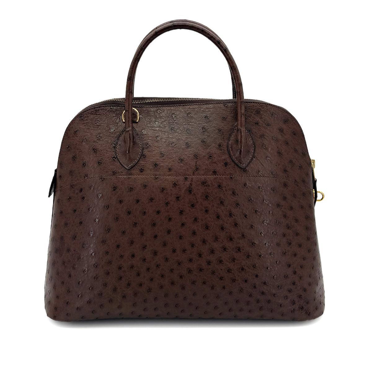HERMES BOLIDE 35 CHOCOLAT OSTRICH HAND SHOULDER BAG 〇W GHW 90299753
