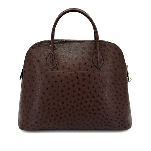 HERMES BOLIDE 35 CHOCOLAT OSTRICH HAND SHOULDER BAG 〇W GHW 90299753 - PURPOSE