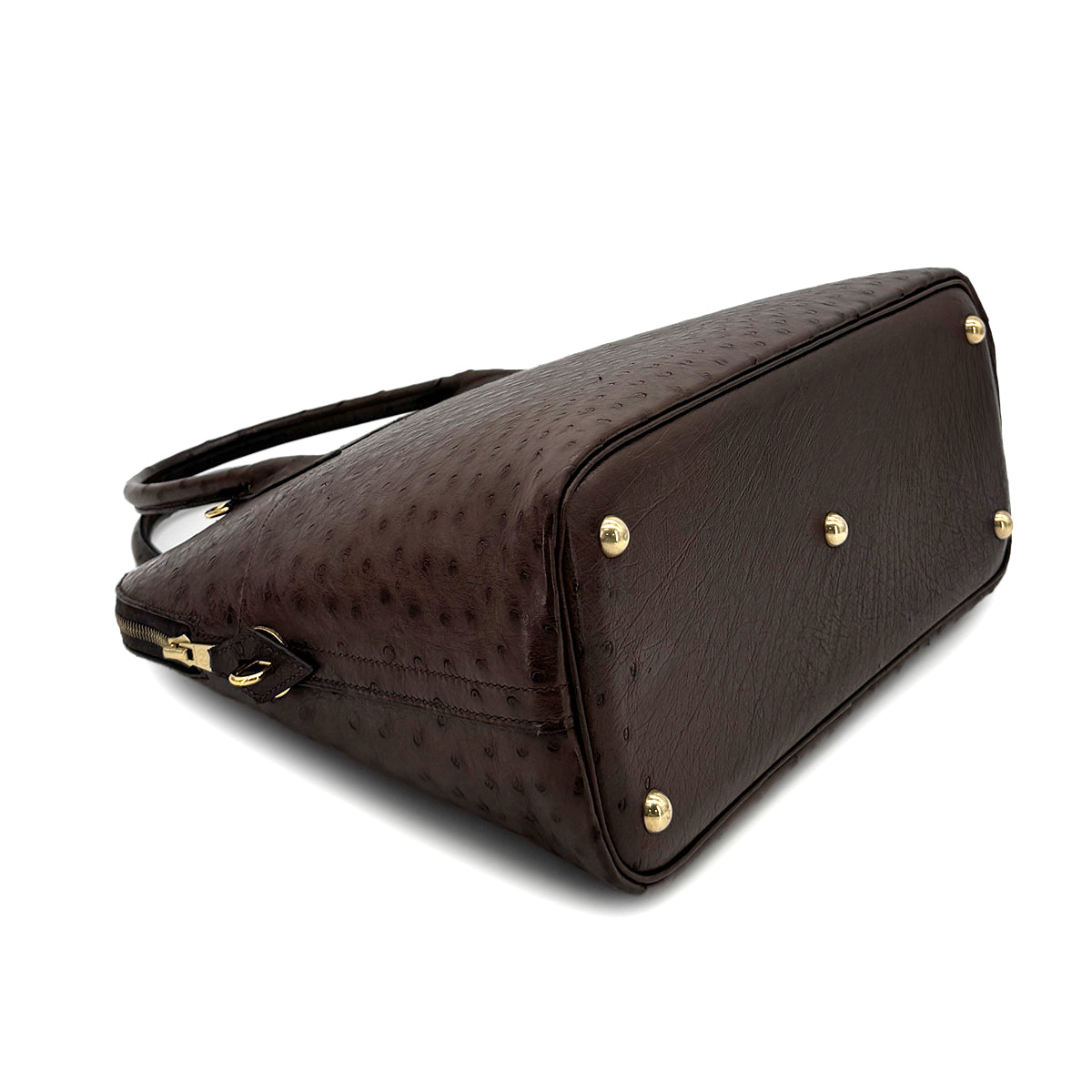 HERMES BOLIDE 35 CHOCOLAT OSTRICH HAND SHOULDER BAG 〇W GHW 90299753
