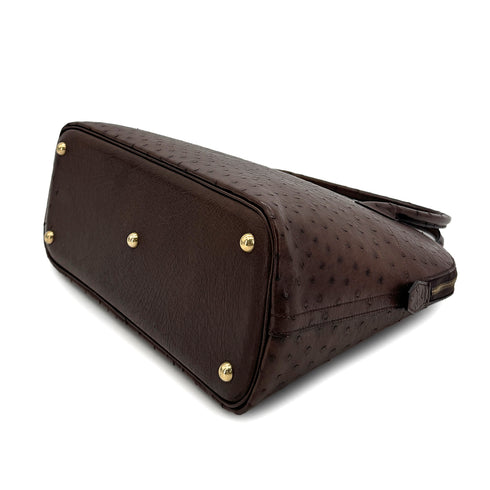 HERMES BOLIDE 35 CHOCOLAT OSTRICH HAND SHOULDER BAG 〇W GHW 90299753 - PURPOSE