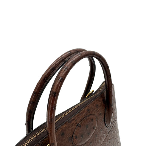 HERMES BOLIDE 35 CHOCOLAT OSTRICH HAND SHOULDER BAG 〇W GHW 90299753 - PURPOSE