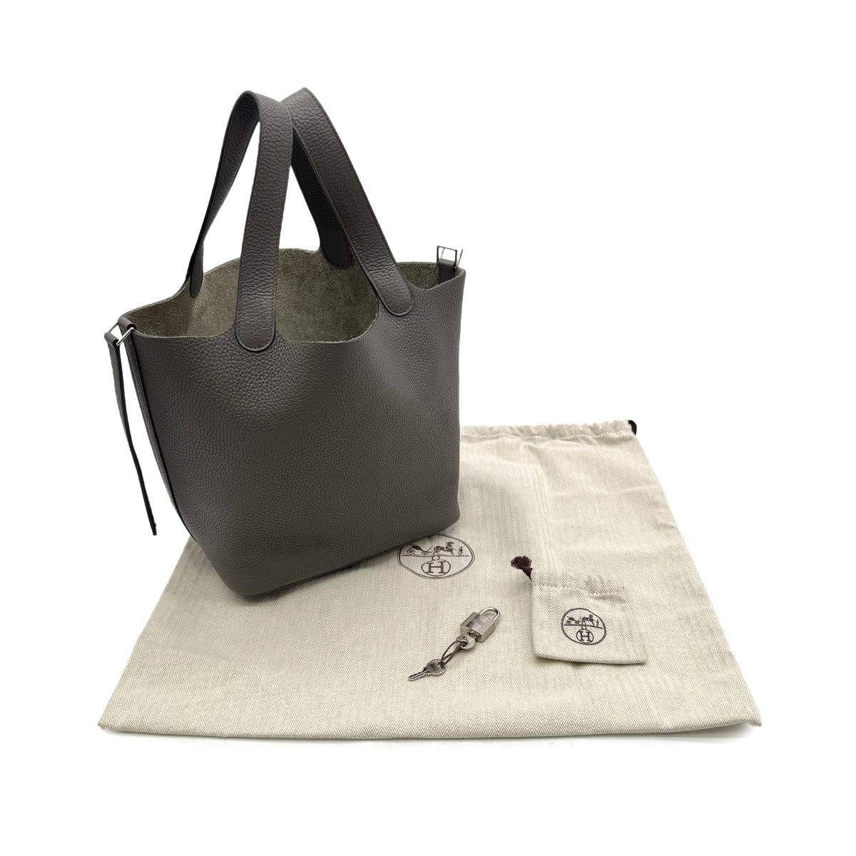 HERMES PICOTIN LOCK MM GRIS MEYER TAURILLON CLEMENCE HAND BAG D SHW 90299754
