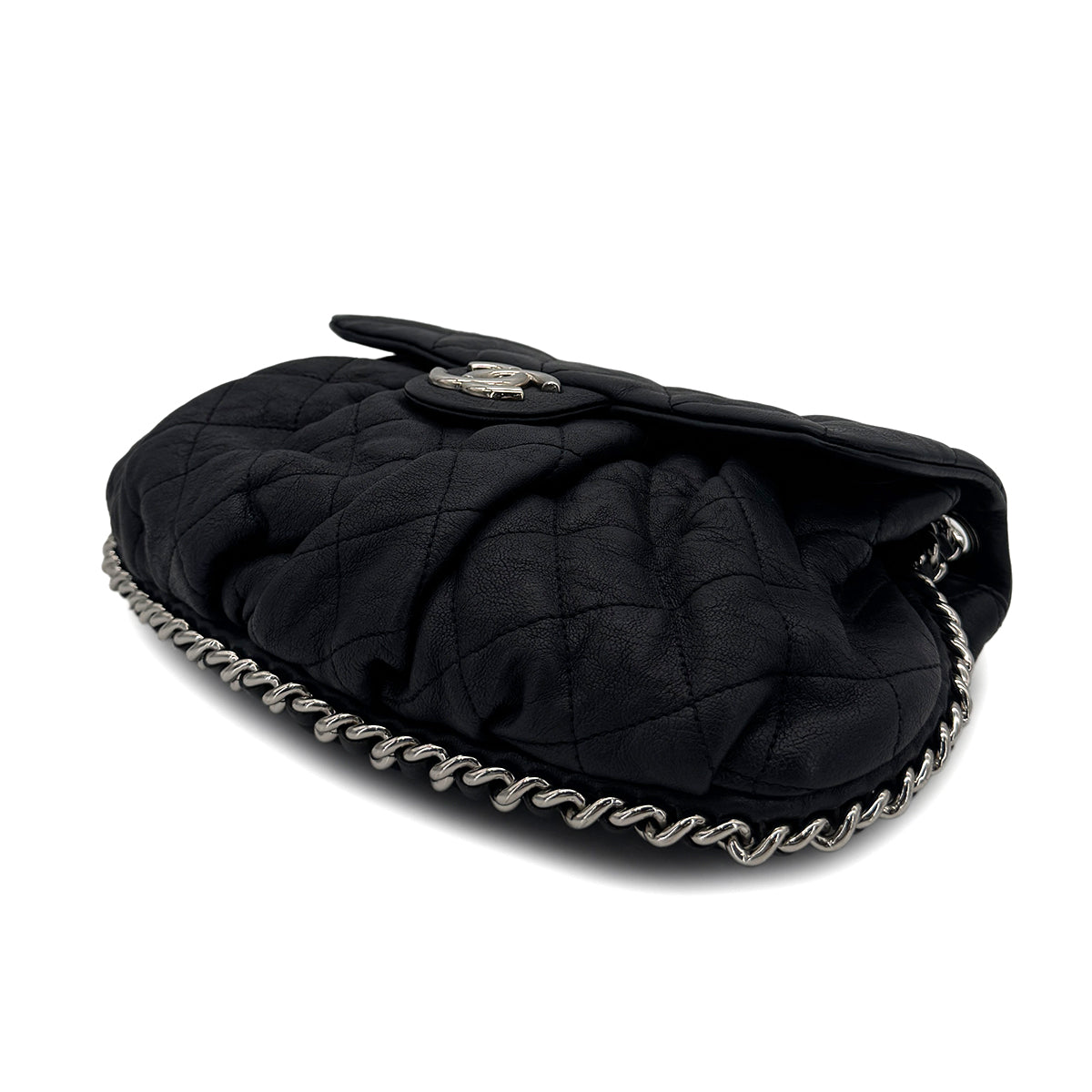 CHANEL MATELASSE CHAIN AROUND SHOULDER BAG NAVY LEATHER 90299755