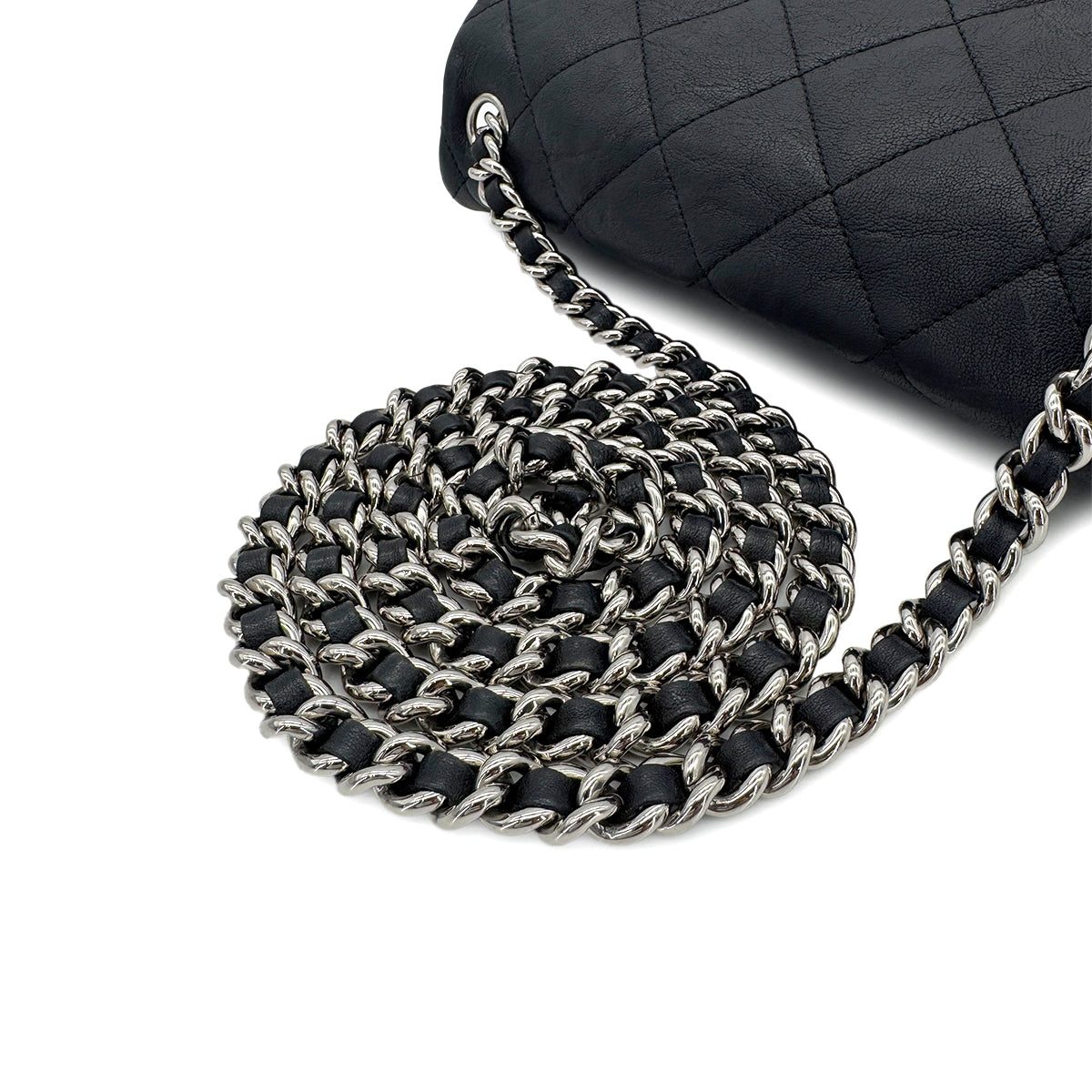 CHANEL MATELASSE CHAIN AROUND SHOULDER BAG NAVY LEATHER 90299755