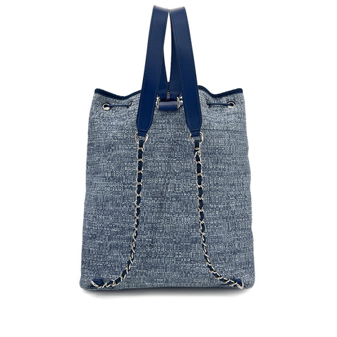 CHANEL DEAUVILLE BACK PACK BLUE CANVAS LEATHER 90299784 - PURPOSE