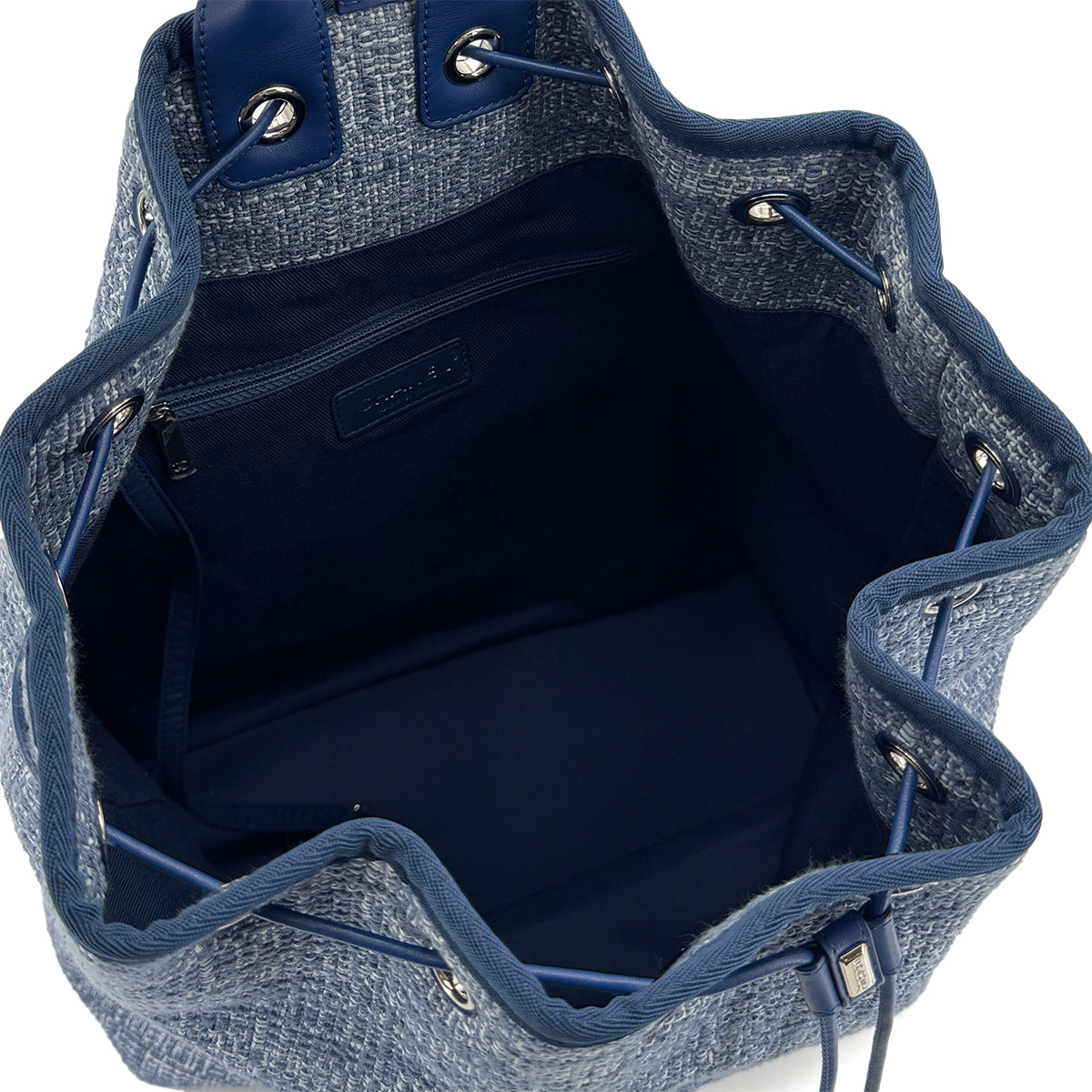 CHANEL DEAUVILLE BACK PACK BLUE CANVAS LEATHER 90299784