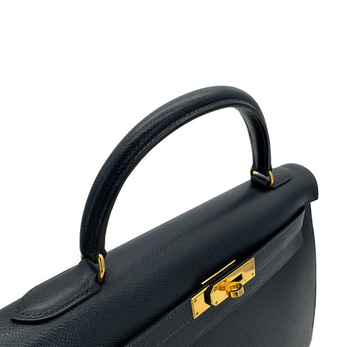 HERMES KELLY 32 SELLIER BLUE MARINE COUCHEVEL HAND SHOULDER BAG 1996 CIRCLE Z GHW 90299785 - PURPOSE