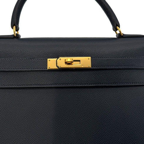 HERMES KELLY 32 SELLIER BLUE MARINE COUCHEVEL HAND SHOULDER BAG 1996 CIRCLE Z GHW 90299785 - PURPOSE