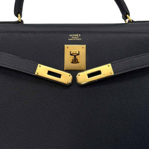 HERMES KELLY 32 SELLIER BLUE MARINE COUCHEVEL HAND SHOULDER BAG 1996 CIRCLE Z GHW 90299785 - PURPOSE