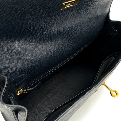 HERMES KELLY 32 SELLIER BLUE MARINE COUCHEVEL HAND SHOULDER BAG 1996 CIRCLE Z GHW 90299785 - PURPOSE