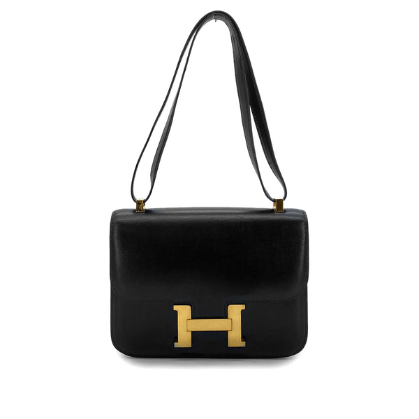 HERMES CONSTANCE 23 BLACK BOXCALF SHOULDER BAG 〇O GHW 90299789 - PURPOSE