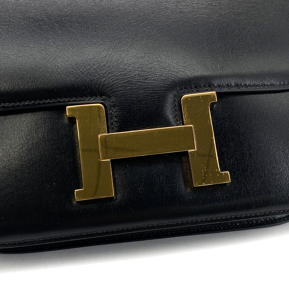 HERMES CONSTANCE 23 BLACK BOXCALF SHOULDER BAG 〇O GHW 90299789