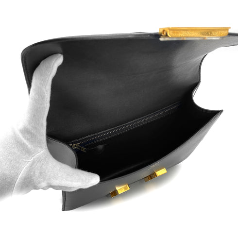 HERMES CONSTANCE 23 BLACK BOXCALF SHOULDER BAG 〇O GHW 90299789 - PURPOSE