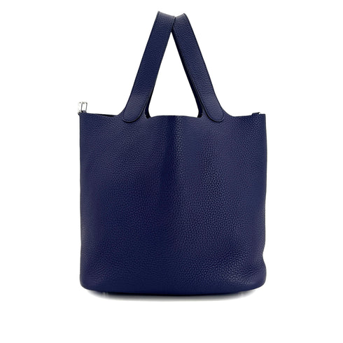 HERMES PICOTIN LOCK MM BLUE ENCRE TAURILLON CLEMENCE HAND BAG U 90299790 - PURPOSE