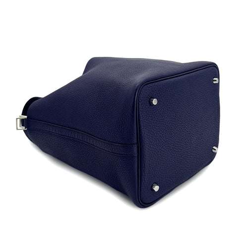 HERMES PICOTIN LOCK MM BLUE ENCRE TAURILLON CLEMENCE HAND BAG U 90299790 - PURPOSE