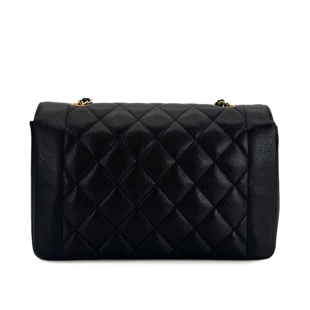 CHANEL VINTAGE DIANA MEDIUM CHAIN SHOULDER BAG BLACK CAVIR SKIN 90299801