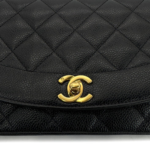 CHANEL VINTAGE DIANA MEDIUM CHAIN SHOULDER BAG BLACK CAVIR SKIN 90299801 - PURPOSE