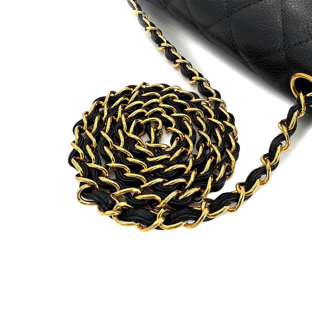 CHANEL VINTAGE DIANA MEDIUM CHAIN SHOULDER BAG BLACK CAVIR SKIN 90299801
