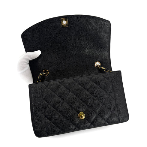 CHANEL VINTAGE DIANA MEDIUM CHAIN SHOULDER BAG BLACK CAVIR SKIN 90299801 - PURPOSE