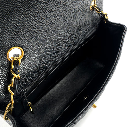 CHANEL VINTAGE DIANA MEDIUM CHAIN SHOULDER BAG BLACK CAVIR SKIN 90299801 - PURPOSE