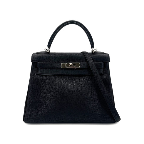 HERMES KELLY 28 RETOURNE BLACK TOGO HAND SHOULDER BAG □L SHW 90299802 - PURPOSE