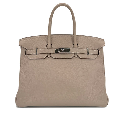 HERMES BIRKIN 35 ARGILE TAURILLON CLEMENCE HAND BAG □P SHW 90299803 - PURPOSE
