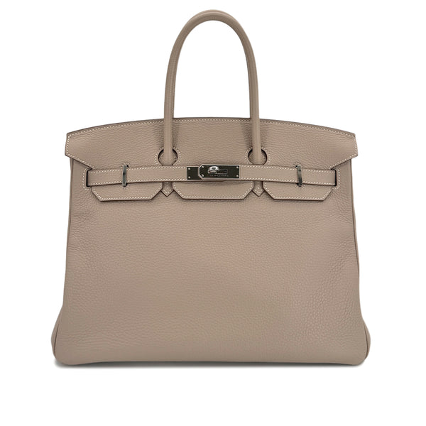 HERMES BIRKIN 35 ARGILE TAURILLON CLEMENCE HAND BAG □P SHW 90299803 - PURPOSE