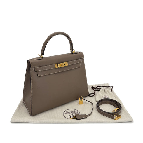 HERMES KELLY 28 SELLIER ETOUPE VEAU EPSOM HAND SHOULDER BAG A GHW SPO 90299807 - PURPOSE