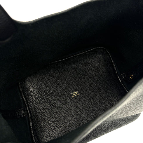 HERMES PICOTIN LOCK MM BLACK TAURILLON CLEMENCE HAND BAG C GHW 90311268 - PURPOSE
