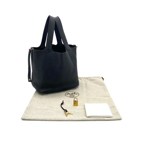 HERMES PICOTIN LOCK MM BLACK TAURILLON CLEMENCE HAND BAG C GHW 90311268 - PURPOSE