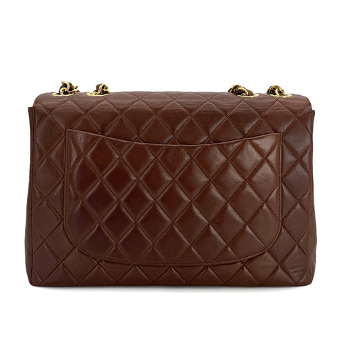 CHANEL VINTAGE JUMBO MATELASSE 30 CHAIN SHOULDER BAG BROWN LAMB SKIN 90299812 - PURPOSE