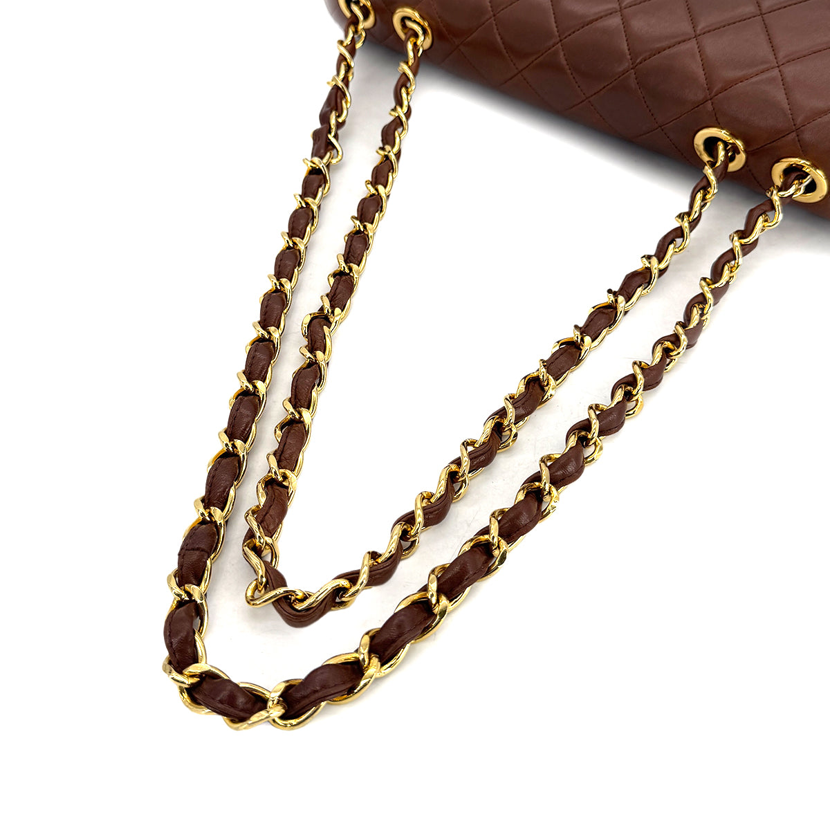CHANEL VINTAGE JUMBO MATELASSE 30 CHAIN SHOULDER BAG BROWN LAMB SKIN 90299812