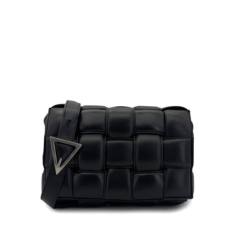 BOTTEGA VENETA INTRECCIATO PADDED CASSETTE SHOULDER BAG BLACK 591970 90299813