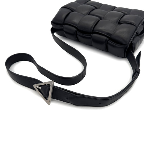 BOTTEGA VENETA INTRECCIATO PADDED CASSETTE SHOULDER BAG BLACK 591970 90299813