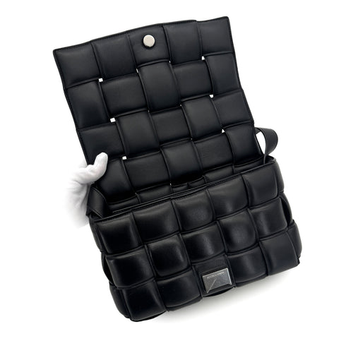 BOTTEGA VENETA INTRECCIATO PADDED CASSETTE SHOULDER BAG BLACK 591970 90299813