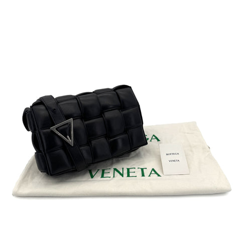 BOTTEGA VENETA INTRECCIATO PADDED CASSETTE SHOULDER BAG BLACK 591970 90299813
