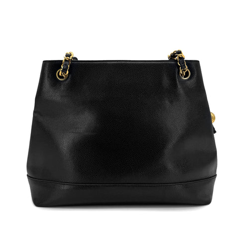 CHANEL VINTAGE BIG COCO CHAIN SHOULDER BAG BLACK CAVIAR SKIN 90299819 - PURPOSE