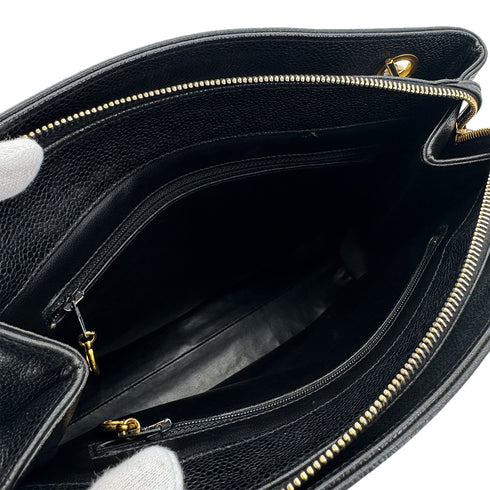 CHANEL VINTAGE BIG COCO CHAIN SHOULDER BAG BLACK CAVIAR SKIN 90299819 - PURPOSE