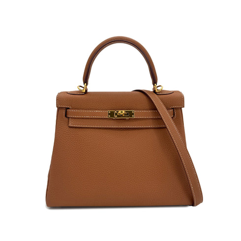 HERMES KELLY 25 RETOURNE GOLD TOGO HAND SHOULDER BAG Y GHW 90299822 - PURPOSE