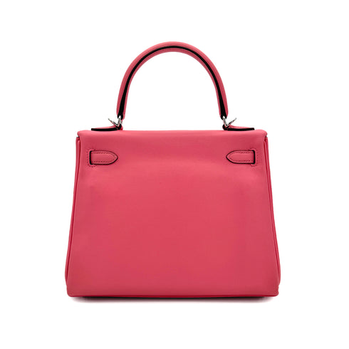 HERMES KELLY 25 RETOURNE ROSE AZALEE SWIFT HAND SHOULDER BAG Y SHW 90299823 - PURPOSE