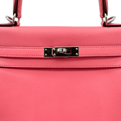 HERMES KELLY 25 RETOURNE ROSE AZALEE SWIFT HAND SHOULDER BAG Y SHW 90299823 - PURPOSE