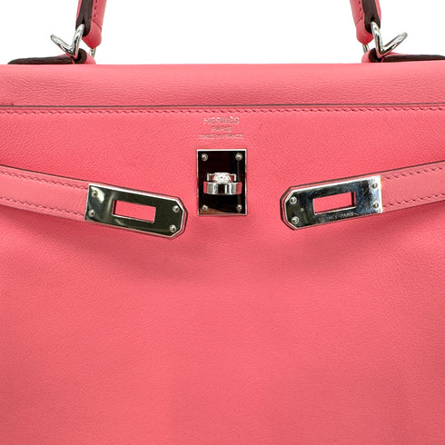 HERMES KELLY 25 RETOURNE ROSE AZALEE SWIFT HAND SHOULDER BAG Y SHW 90299823 - PURPOSE