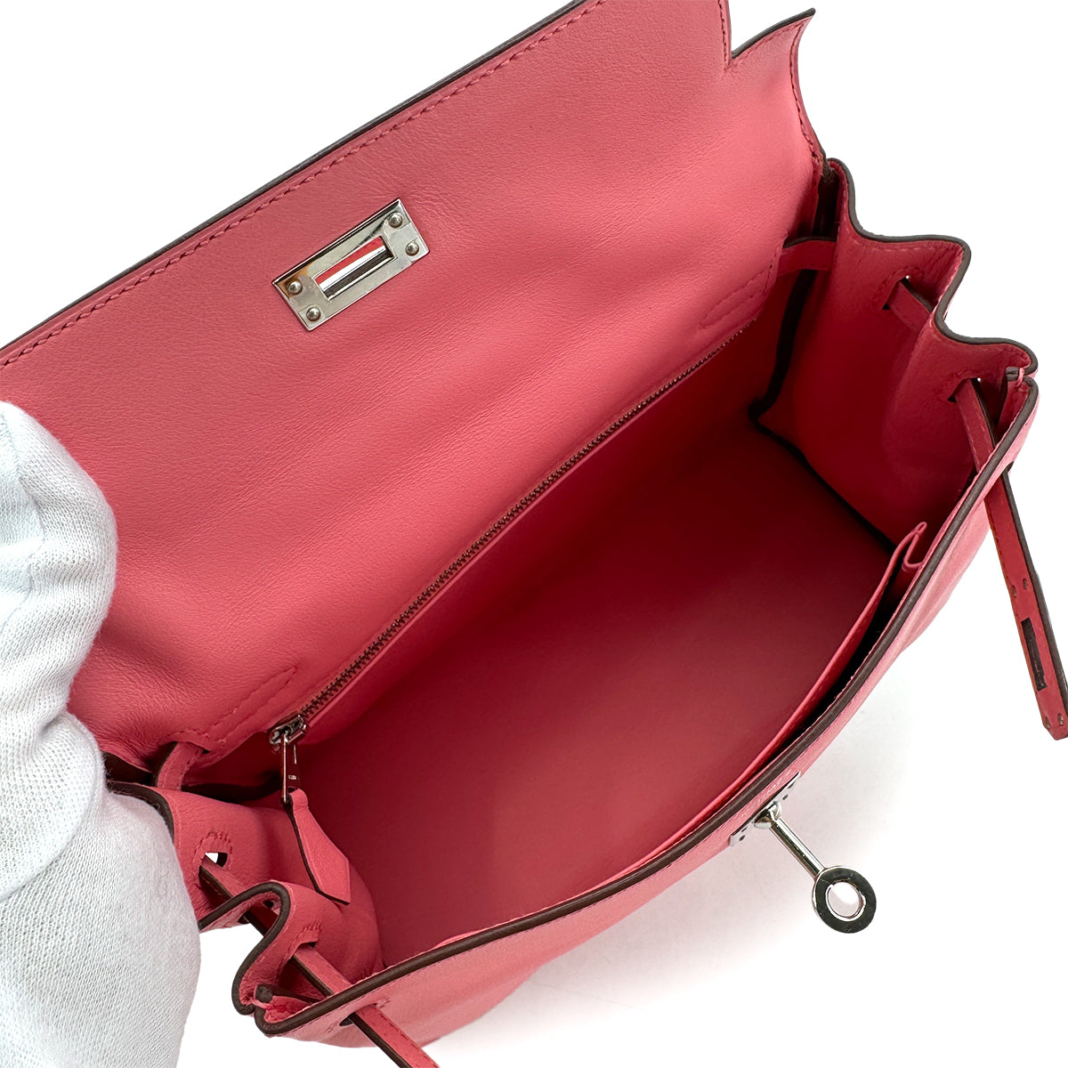 HERMES KELLY 25 RETOURNE ROSE AZALEE SWIFT HAND SHOULDER BAG Y SHW 90299823