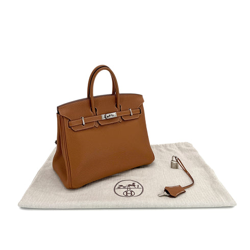 HERMES BIRKIN 25 GOLD TOGO HAND BAG □N SHW 90299824 - PURPOSE